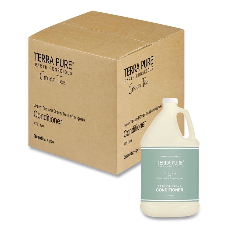 DIVERSIFIED HOSPITALITY SOLUTIONS, LTD. Terra Pure Conditioner Gallon, Green Tea Lemongrass Scent, 1 gal Bottle, 4/Carton (DHS002256)