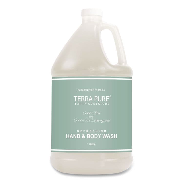 DIVERSIFIED HOSPITALITY SOLUTIONS, LTD. Terra Pure Body Wash Gallon, Green Tea Lemongrass, 1 gal Bottle, 4/Carton (DHS002294) thumbnail 2