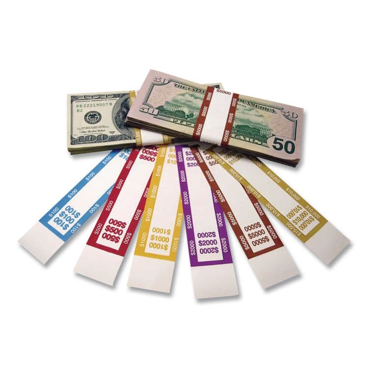 CONTROLTEK Currency Straps, Self-Adhesive, Fives, $500 Strap, Red/White, 1,000/Pack (CNK560019) thumbnail 4