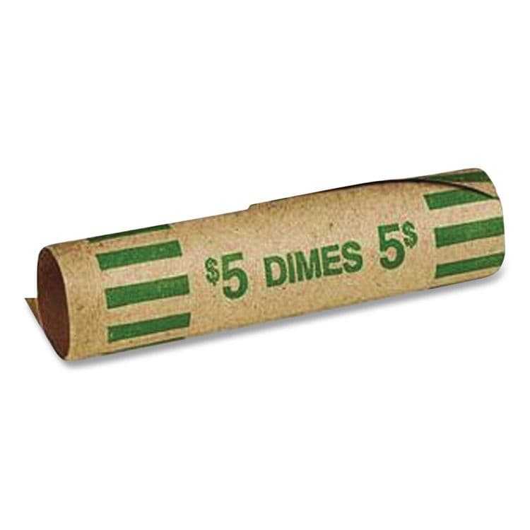 CONTROLTEK Gunshell Crimped-End Coin Wrapper, Dimes, Green/Kraft, 1,000/Carton (CNK560053) thumbnail 2