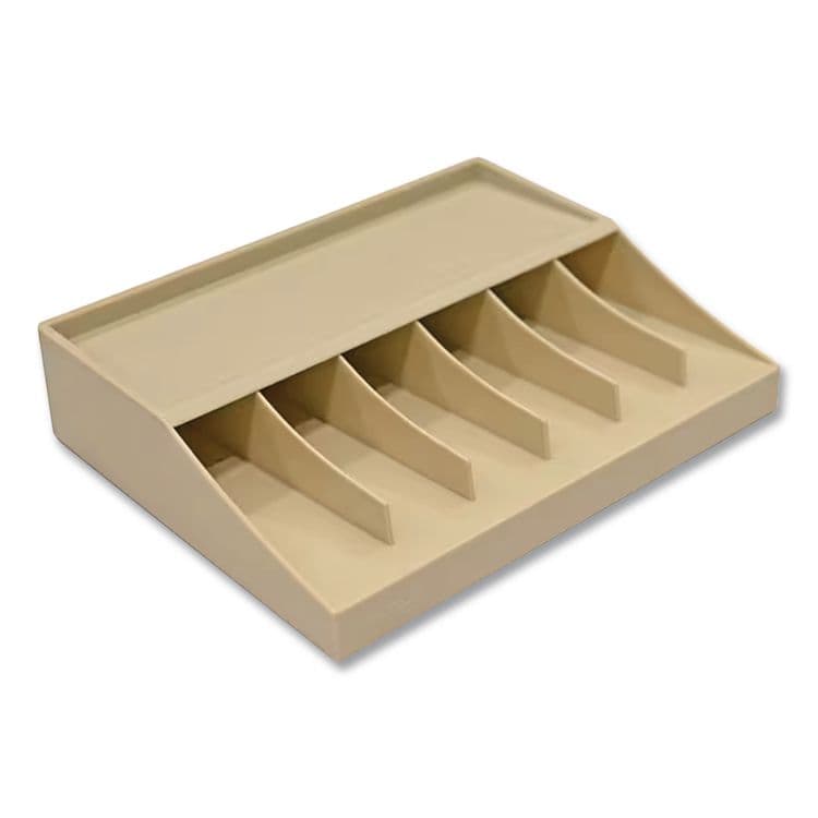 CONTROLTEK Coin Wrapper and Bill Strap Single-Tier Rack, 6 Compartments, 10" x 8.5" x 3", Pebble Beige (CNK500014) thumbnail 4