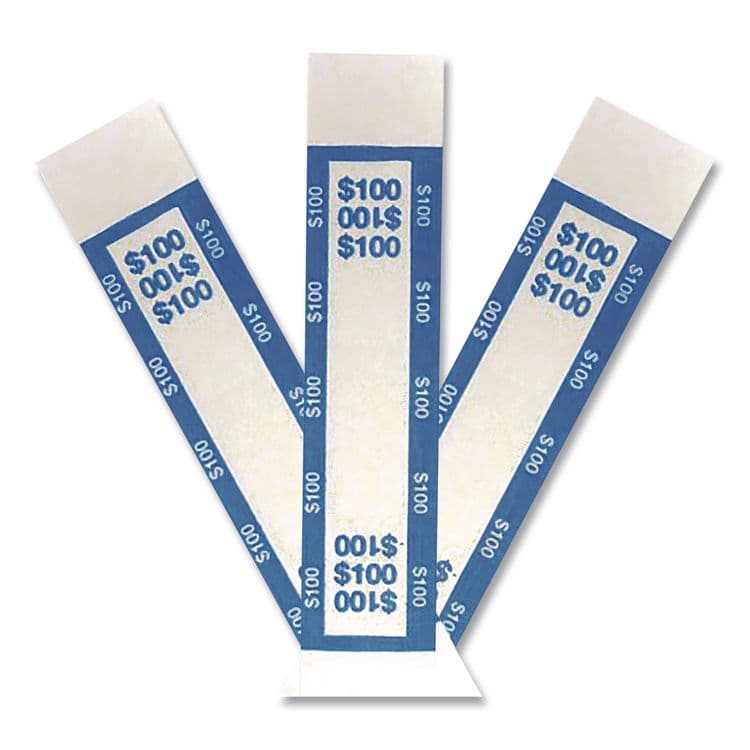 CONTROLTEK Currency Straps, Self-Adhesive, Ones, $100 Strap, Blue/White, 1,000/Pack (CNK560016) thumbnail 2