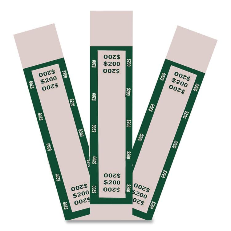 CONTROLTEK Currency Straps, Self-Adhesive, Twos, $200 Strap, Green/White, 1,000/Pack (CNK560017) thumbnail 3