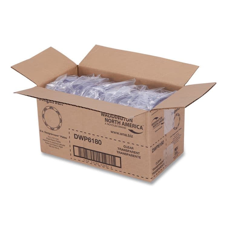 WNA, . Designerware Plates, Plastic, 6" dia, Clear, 10/Pack, 18 Packs/Carton (WNADWP6180) thumbnail 3
