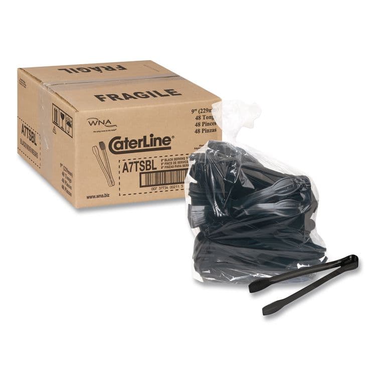 WNA, . Caterline Tongs, Plastic, 9", Black, 48/Carton (WNAA7TSBL)