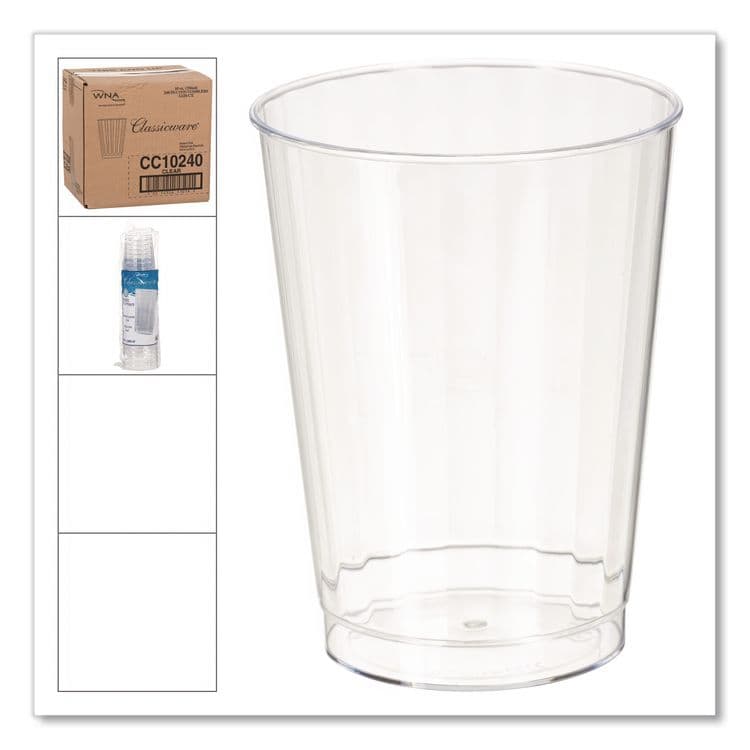 WNA, . Classic Crystal Plastic Tumblers, 10 oz, Clear, Fluted, Tall, 20/Pack, 12 Packs/Carton (WNACC10240) thumbnail 2