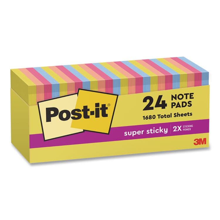 3M/COMMERCIAL TAPE DIV. Note Pads in Summer Joy Collection Colors, 3" x 3", Summer Joy Collection Colors, 70 Sheets/Pad, 24 Pads/Pack (MMM65424SSJOYCP) thumbnail 2