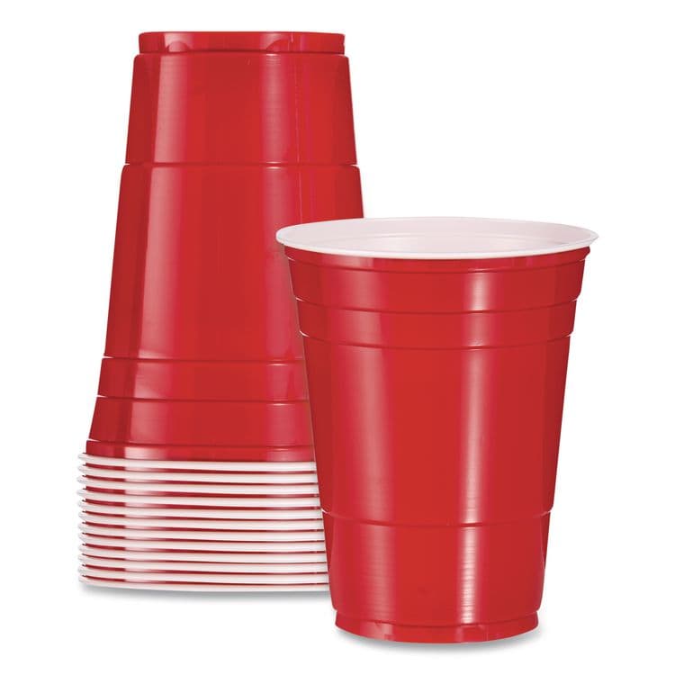 DART SOLO Party Plastic Cold Drink Cups, 16 oz, Red, 24/Pack, 25 Packs/Carton (SCCY16250001)