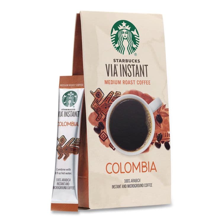 STARBUCKS COFFEE COMPANY VIA Ready Brew Coffee, Colombia, 1.4 oz Packet, 8/Pack (SBK12407839)