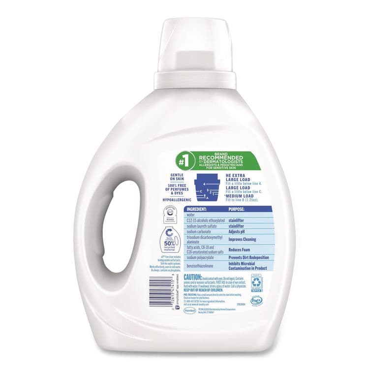 DIAL PROFESSIONAL Free Clear HE Laundry Detergent, 58 Loads, Unscented, 73 oz Bottle, 6/Carton (DIA47415) thumbnail 2