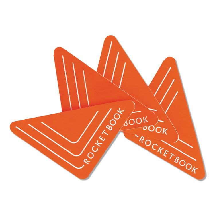 ROCKETBOOK Beacons Smart Stickers for Whiteboards, Reusable Triangles, 2.5" x 2.5", Fluorescent Orange, 4/Pack (RKBBEAB4K)