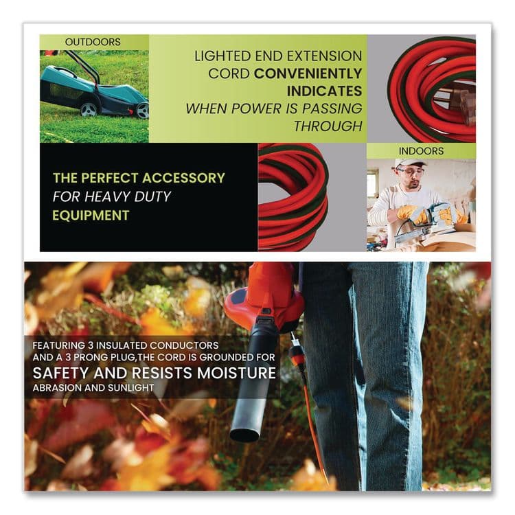 GOGREEN POWER 16 AWG Outdoor Extension Cord, 25 ft, 13 A, Orange (GGP13725) thumbnail 4