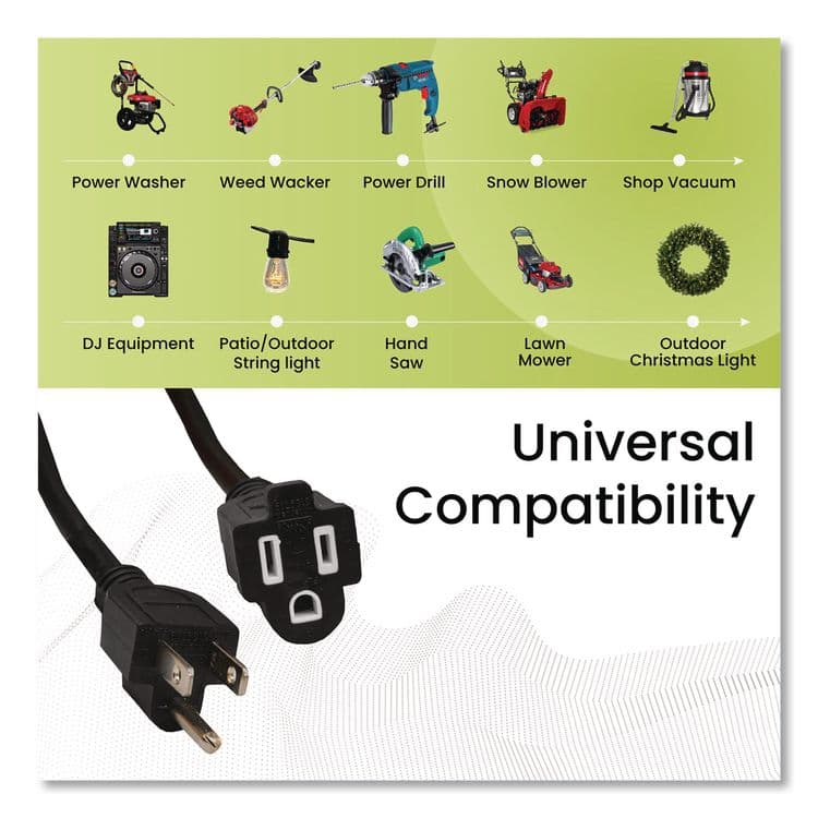 GOGREEN POWER 16 AWG Outdoor Extension Cord, 25 ft, 13 A, Black (GGP13725BK) thumbnail 3