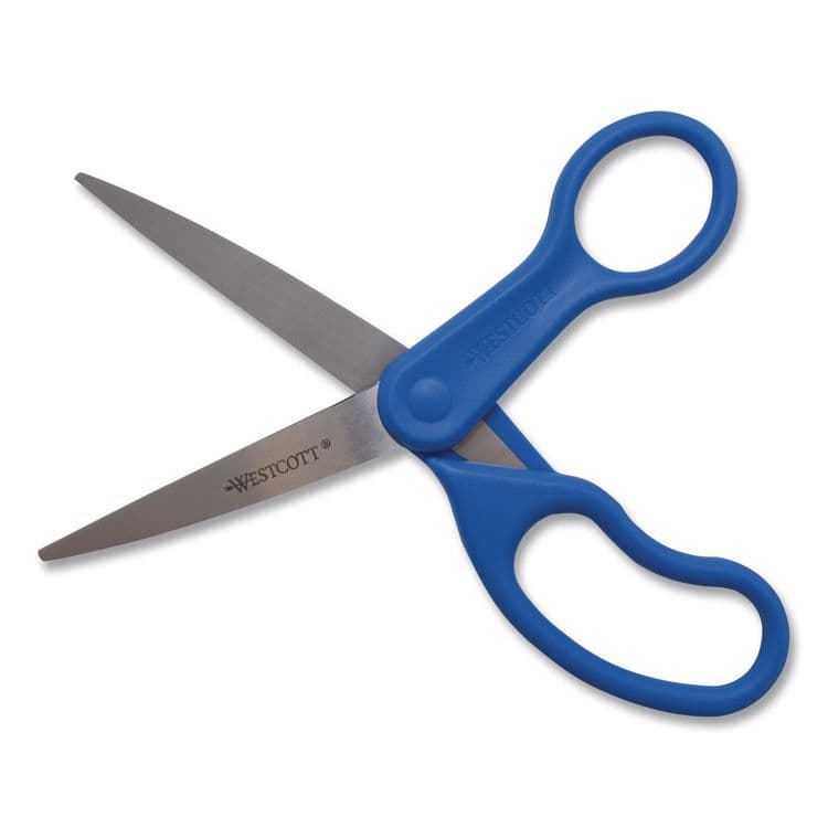 ACME UNITED CORPORATION Preferred Line Stainless Steel Scissors, 8" Long, 3.5" Cut Length, Straight Blue Handle (ACM41218)