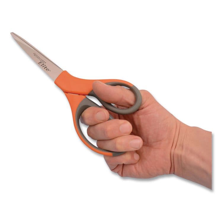 ACME UNITED CORPORATION Elite Series Stainless Steel Shears, 8" Long, 3.5" Cut Length, Straight Orange Handle (ACM41318) thumbnail 3