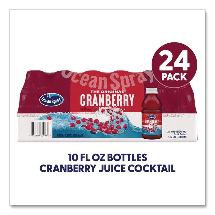 OCEAN SPRAY Cranberry Juice Cocktail, Cranberry, 10 oz Bottle, 24/Carton (GRR22002661) thumbnail 2