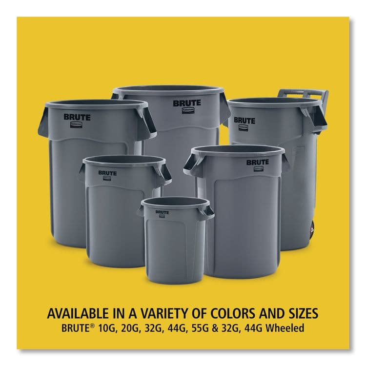RUBBERMAID COMMERCIAL PROD. Vented Round Brute Container, 44 gal, Plastic, Yellow (RCP264360YEL) thumbnail 3