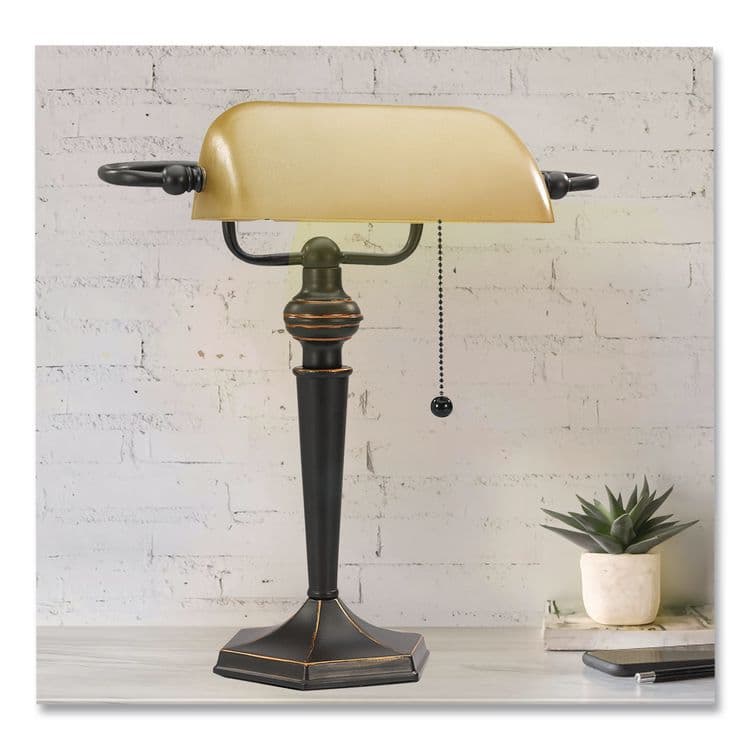ALERA Traditional Banker's Lamp, 10w x 13.38d x 16h, Antique Bronze (ALELMP537BZ) thumbnail 3