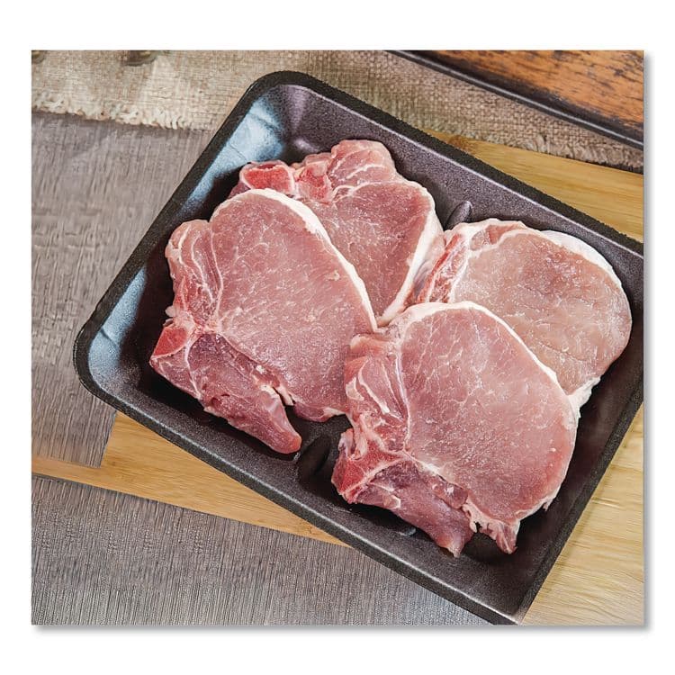 PACTIV EVERGREEN CORPORATION Supermarket Tray, #4D, 8.6 x 6.6 x 1.3, Black, Foam, 400/Carton (PCT51P904D) thumbnail 2