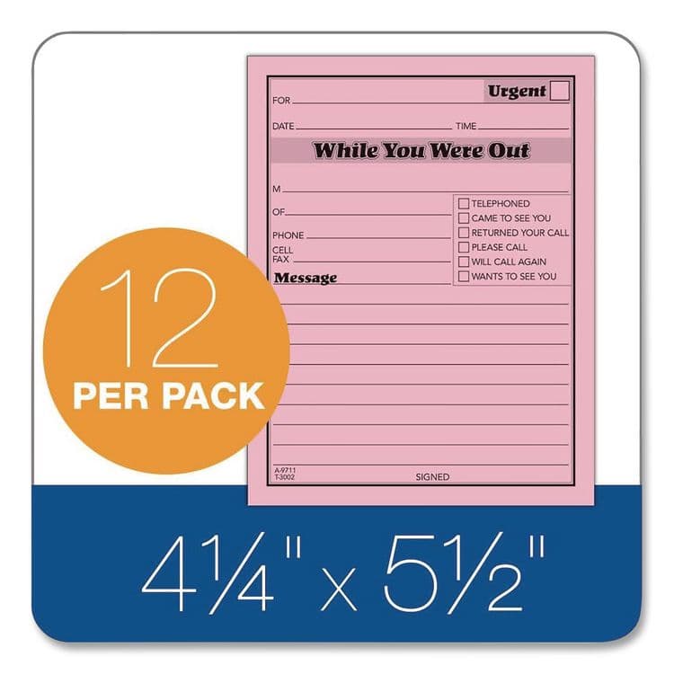 TOPS BUSINESS FORMS Pink Message Pad, One-Part (No Copies), 4.25 x 5.5, 50 Forms/Pad, 12 Pads/Pack (TOP3002P) thumbnail 3