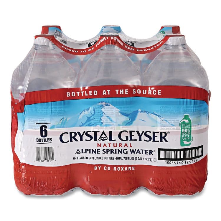 CRYSTAL GEYSER WATER CO Alpine Spring Water, 1 Gal Bottle, 6/Carton (CGW12514CT)