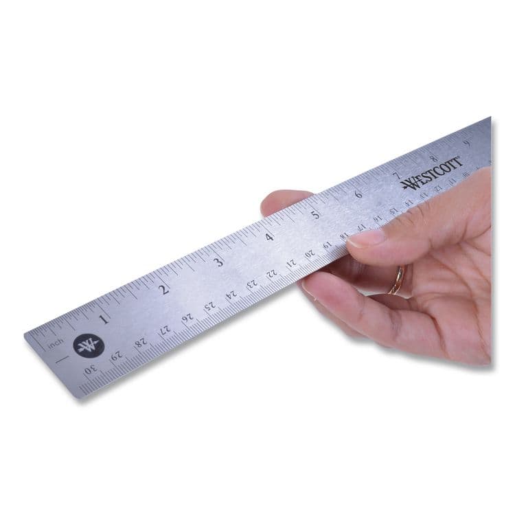 ACME UNITED CORPORATION Stainless Steel Office Ruler With Non Slip Cork Base, Standard/Metric, 15" Long (ACM10416) thumbnail 3