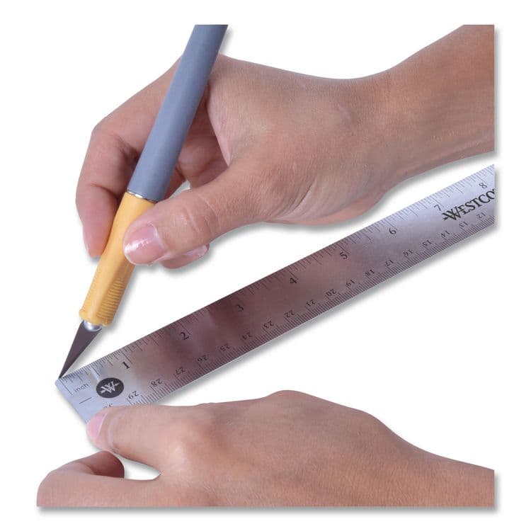 ACME UNITED CORPORATION Stainless Steel Office Ruler With Non Slip Cork Base, Standard/Metric, 15" Long (ACM10416) thumbnail 4