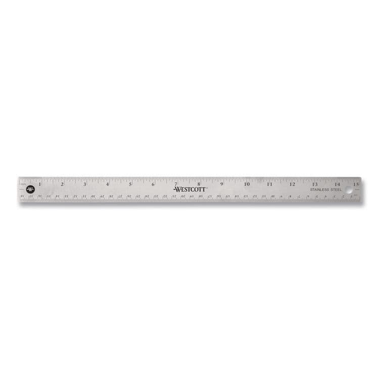 ACME UNITED CORPORATION Stainless Steel Office Ruler With Non Slip Cork Base, Standard/Metric, 15" Long (ACM10416)