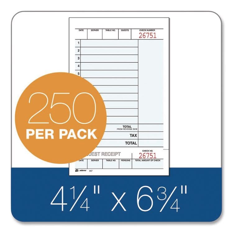 CARDINAL BRANDS . Multi-Part Guest Check Unit Sets, Two-Part Carbonless, 4.25 x 6.75, 250 Forms Total (ABF947SWC) thumbnail 3