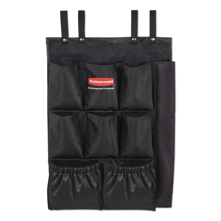 RUBBERMAID COMMERCIAL PROD. Fabric 9-Pocket Cart Organizer, 19.8 x 1.5 x 27.5, Black, 6/Carton (RCP2202582)