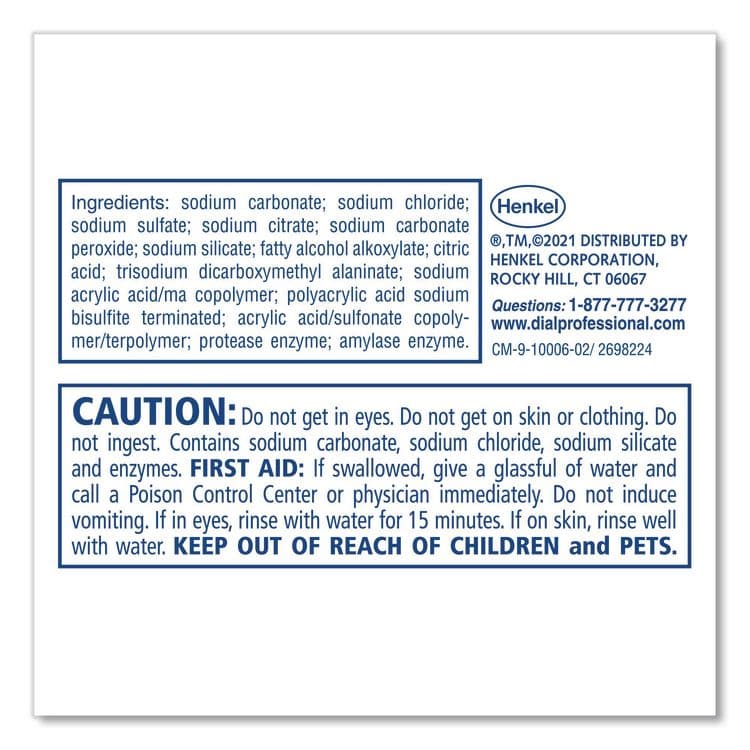 DIAL PROFESSIONAL Automatic Dish Detergent, Lemon Scent, Powder, 1 oz Pack, 200/Carton (DIA10006) thumbnail 3