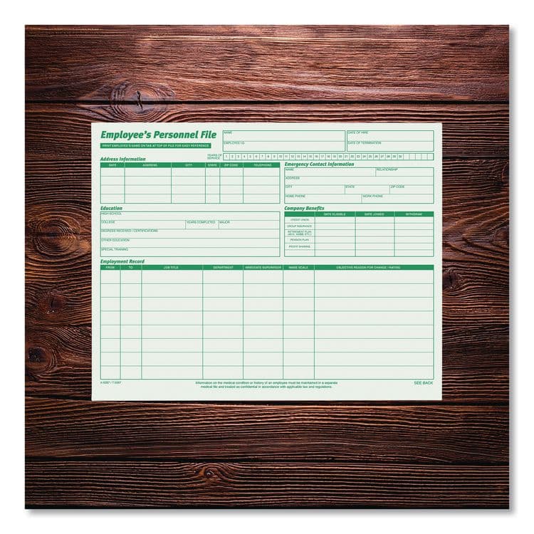 TOPS BUSINESS FORMS Employee's Record File Folder, Straight Tabs, Letter Size, Index Stock, Green, 20/Pack (TOP3287) thumbnail 3