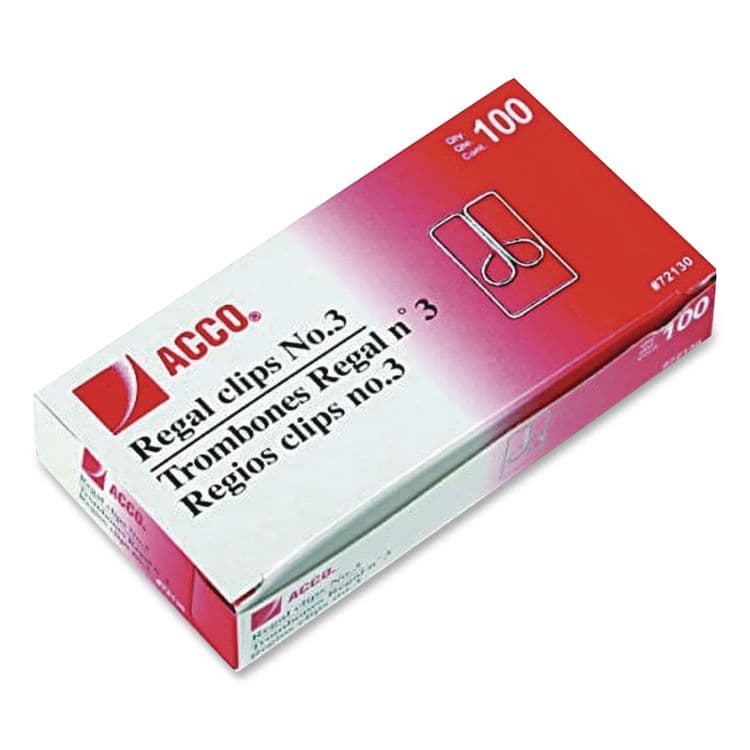 ACCO BRANDS, . Regal Clips, #3, Smooth, Silver, 100/Box (ACC72130) thumbnail 2