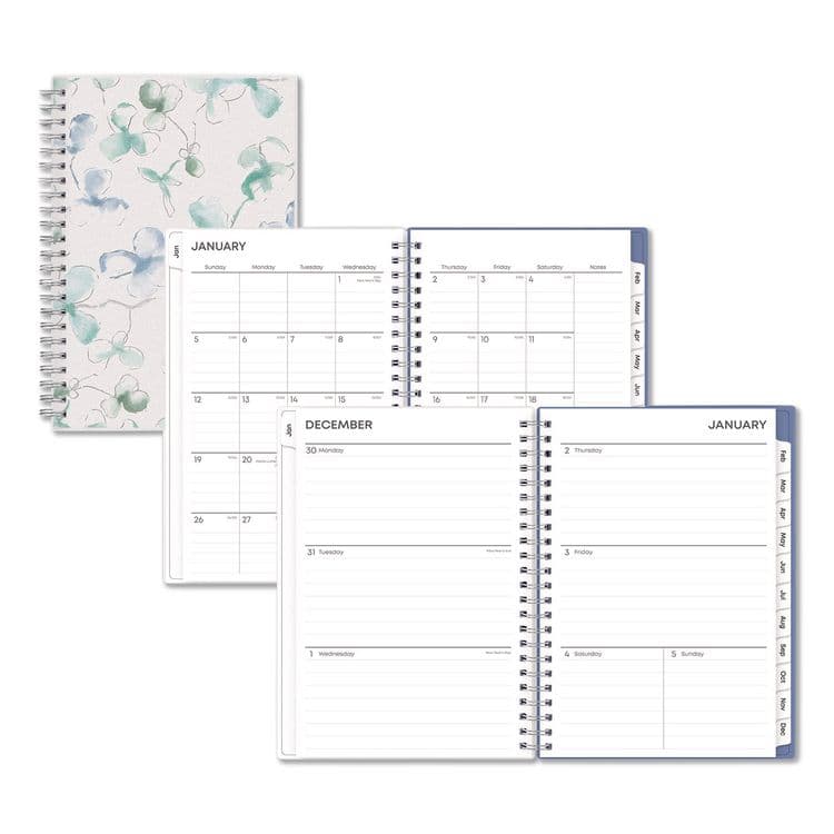 BLUE SKY Lindley Weekly/Monthly Planner, Lindley Floral Artwork, 8 x 5, White/Blue/Green Cover, 12-Month (Jan to Dec): 2026 (BLS101579)