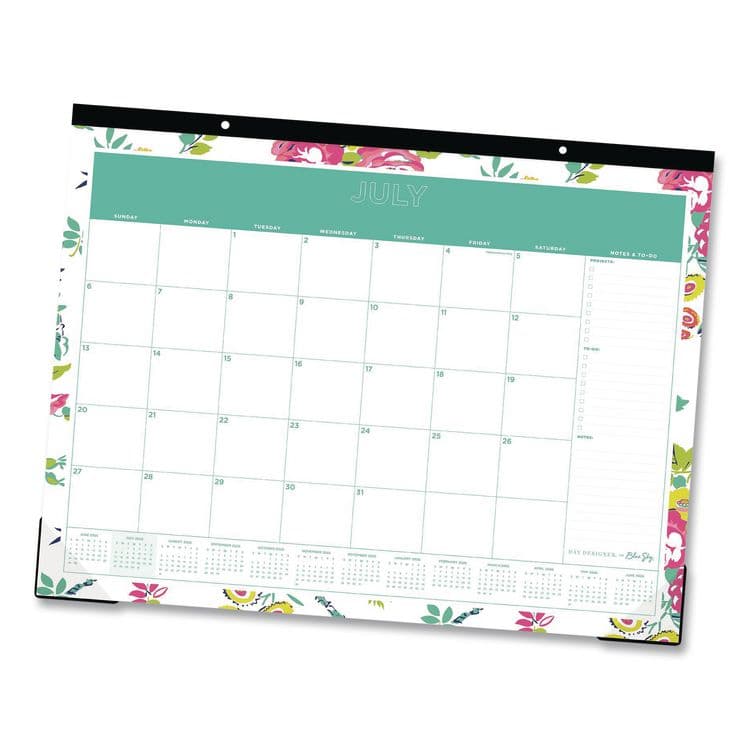 BLUE SKY Day Designer Peyton Academic Desk Pad, Floral Artwork, 22 x 17, Black Binding, Clear Corners, 12-Month (July-June): 2025-2026 (BLS107938) thumbnail 3