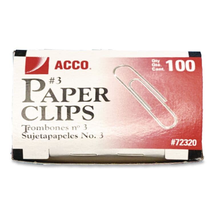 ACCO BRANDS, . Paper Clips, #3, Smooth, Silver, 100 Clips/Box, 10 Boxes/Pack (ACC72320) thumbnail 4