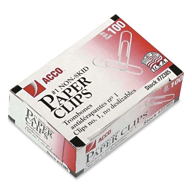 ACCO BRANDS, . Paper Clips, #1, Nonskid, Silver, 100 Clips/Box, 10 Boxes/Pack (ACC72385) thumbnail 4