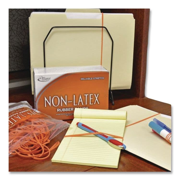 ALLIANCE RUBBER Non-Latex Rubber Bands, Size 117B, 0.04" Gauge, Orange, 1 lb Box, 250/Box (ALL37176) thumbnail 4