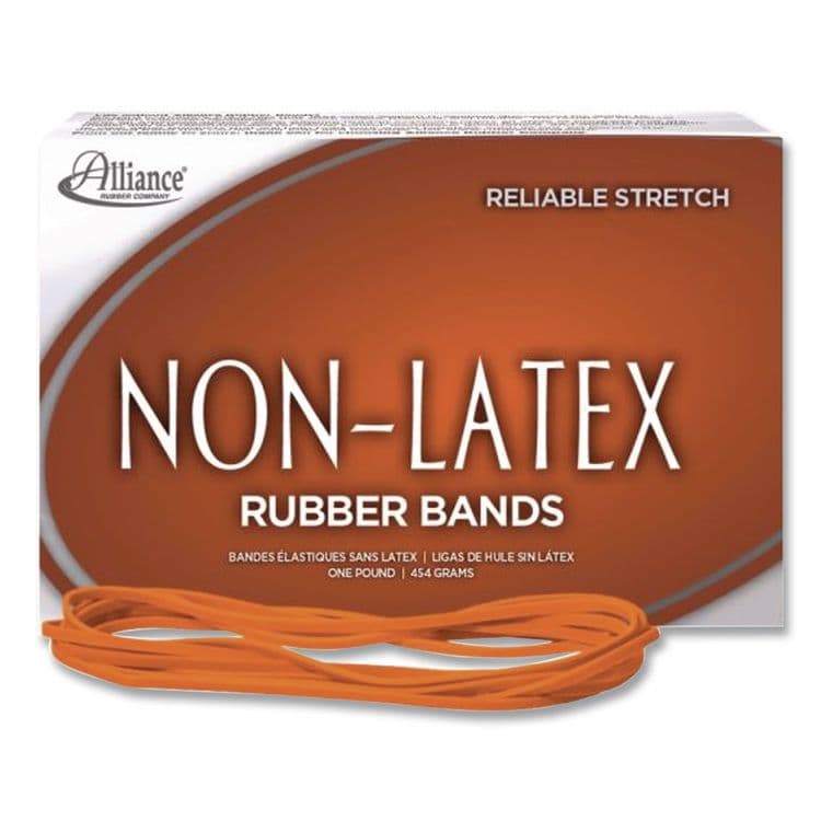 ALLIANCE RUBBER Non-Latex Rubber Bands, Size 64, 0.04" Gauge, Orange, 1 lb Box, 380/Box (ALL37646)