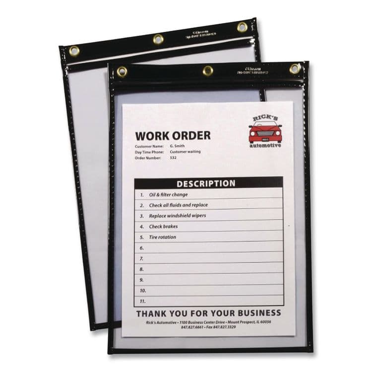 C-LINE PRODUCTS, Stitched Shop Ticket Holders, Super Heavy-Duty, Top Load 11 x 17 Insert, Clear Front, Black Border, 25/Box (CLI46117) thumbnail 3