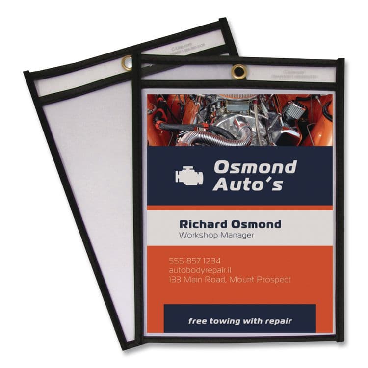 C-LINE PRODUCTS, Stitched Shop Ticket Holders, Super Heavy-Duty, Top Load 11 x 17 Insert, Clear Front, Black Border, 25/Box (CLI46117) thumbnail 4