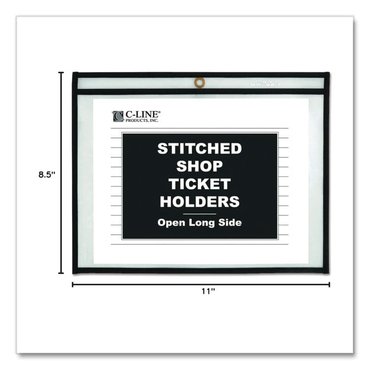 C-LINE PRODUCTS, Stitched Shop Ticket Holders, Super Heavy-Duty, Top Load 11 x 8.5 Insert, Clear Front, Black Border, 25/Box (CLI49911) thumbnail 4