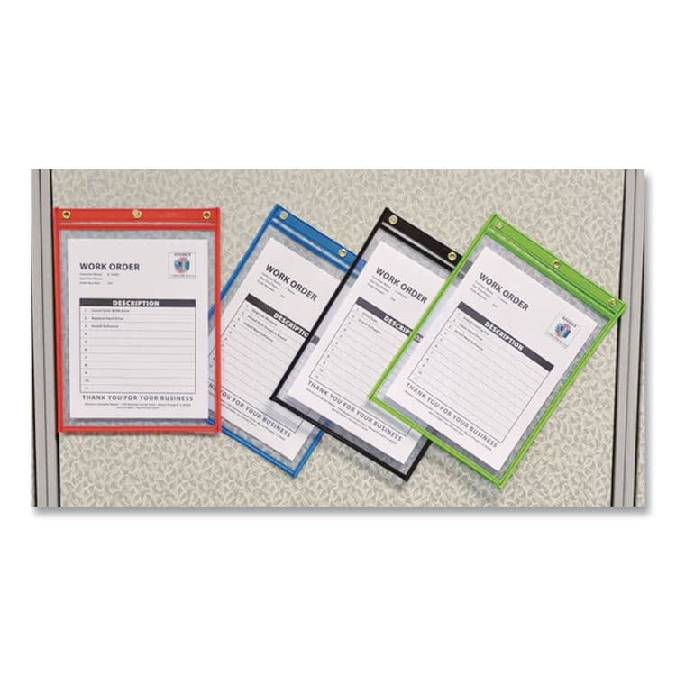 C-LINE PRODUCTS, Super Heavyweight Plus Stitched Shop Ticket Holders, Top Load 9 x 12 Insert, Clear Front, Assorted Border Colors, 20/Box (CLI50920) thumbnail 3