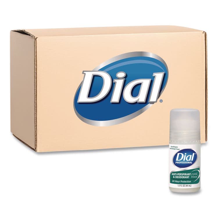 DIAL PROFESSIONAL Anti-Perspirant Deodorant, Crystal Breeze Scent, 1.5 oz, Roll-On Bottle, 48/Carton (DIA07686)