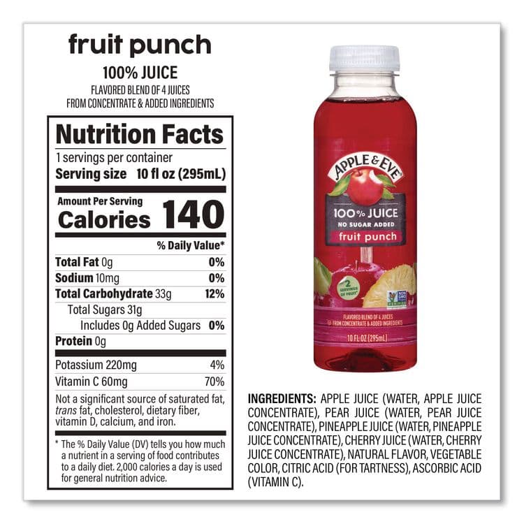 LASSONDE INDUSTRIES 100% Fruit Juice Variety Pack, Assorted Flavors, 10 oz Bottle, 24/Carton (GRR22002662) thumbnail 4