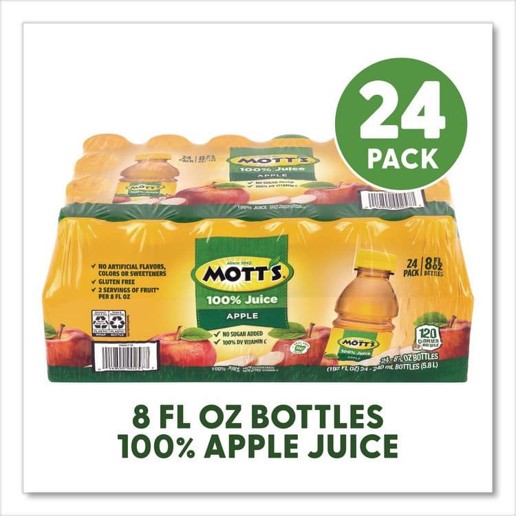 KEURIG DR PEPPER 100% Original Apple Juice, Apple, 8 oz Bottle, 24/Carton (GRR22002660) thumbnail 2