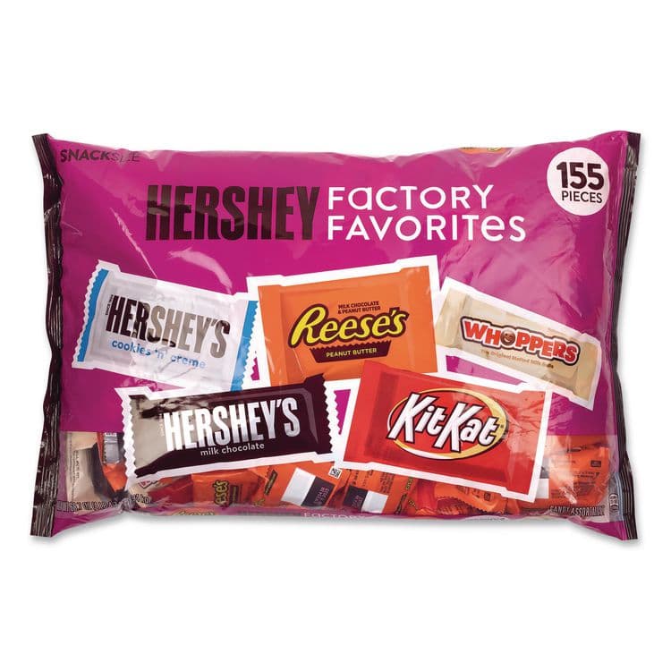 THE HERSHEY COMPANY Snack Size Bulk Candy Assortment, Assorted Flavors, Individually Wrapped, 155 Pieces (GRR22002629)