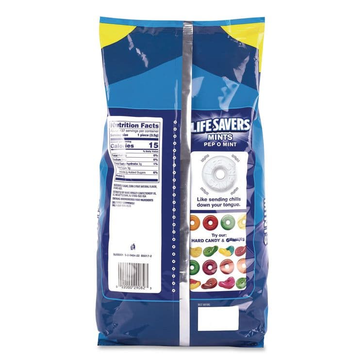 THE WRIGLEY COMPANY Mints Pep-O-Mint, Peppermint, Individually Wrapped, 53.95 oz Bag (GRR22002650) thumbnail 2