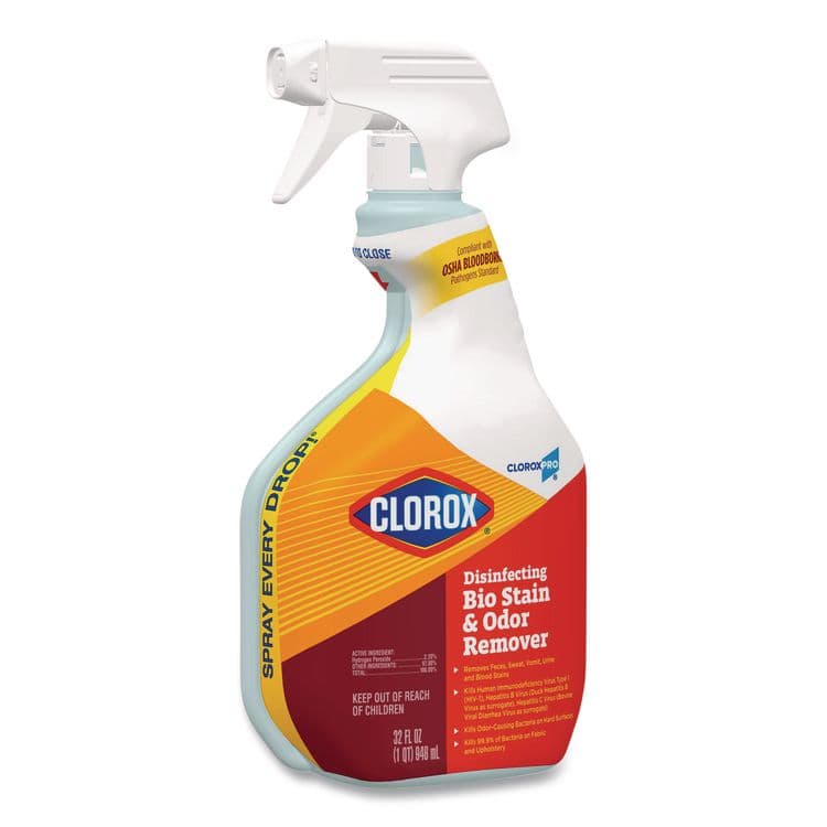CLOROX SALES CO. CloroxPro Disinfecting Bio Stain and Odor Remover, Fragranced, 32 oz Spray Bottle, 9/Carton (CLO31903) thumbnail 2