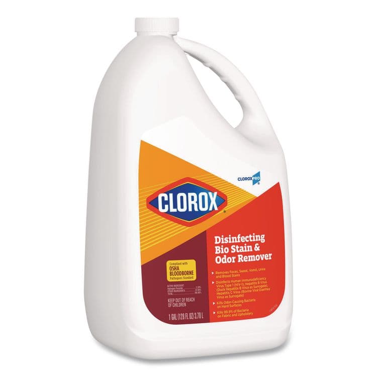 CLOROX SALES CO. CloroxPro Disinfecting Bio Stain and Odor Remover, Fragranced, 128 oz Refill Bottle, 4/Carton (CLO31910) thumbnail 2